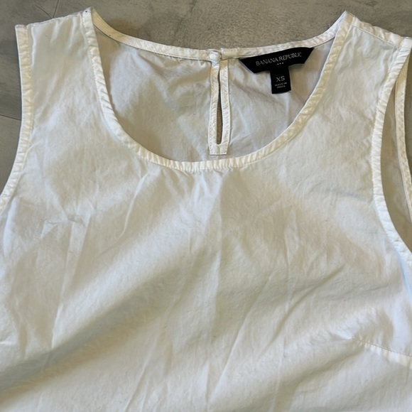 Banana Republic Tank top 100% cotton +lace border hemline bright white size XS - Picture 4 of 14